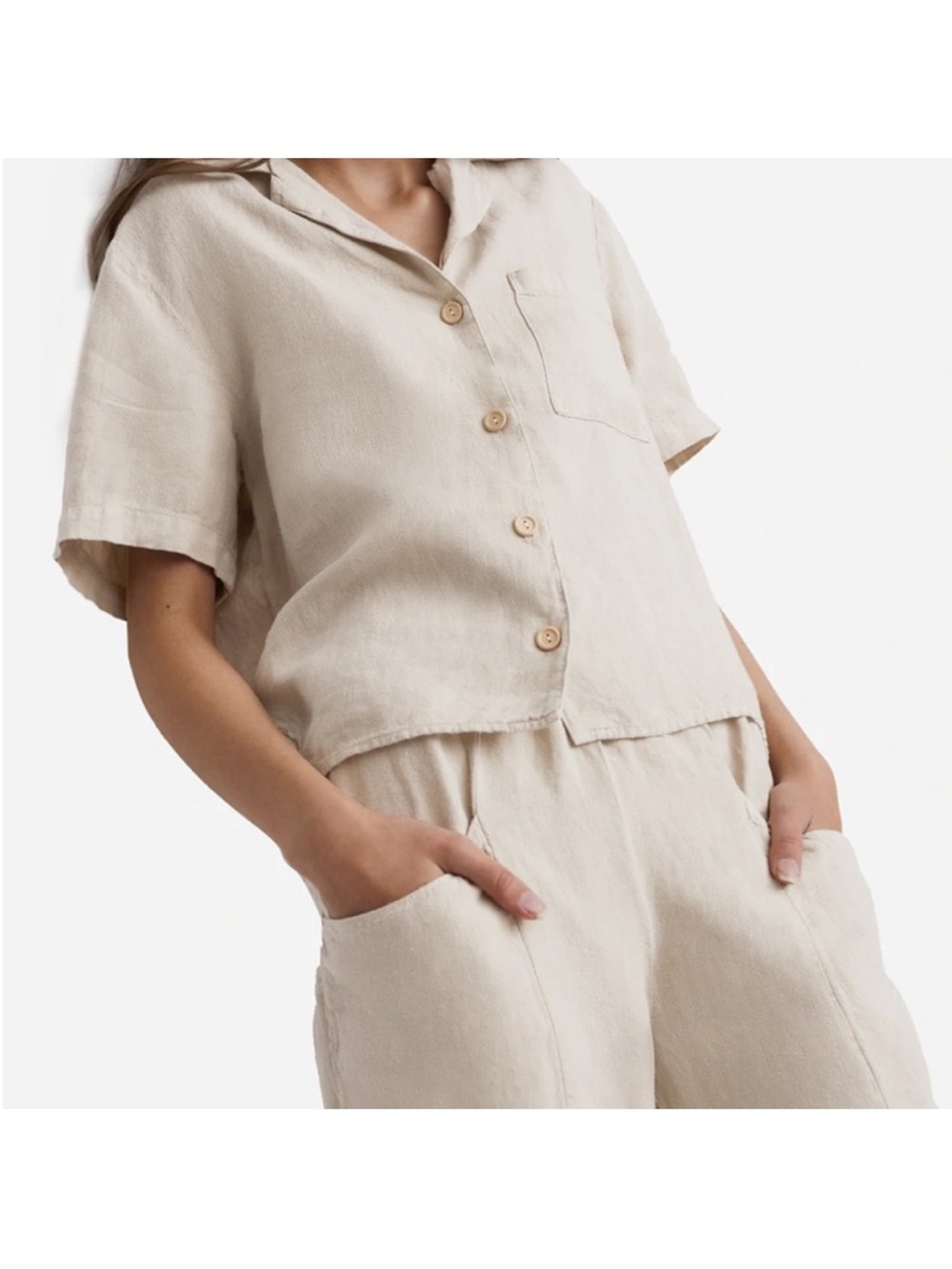 MATE the Label Short-Sleeve Button Down Shirt in Mustard Tan